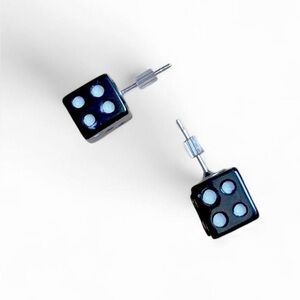 Black Dice Stud Earrings